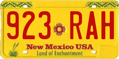 NM license plate 923RAH