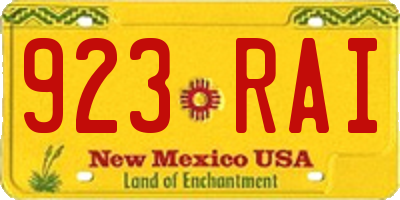 NM license plate 923RAI