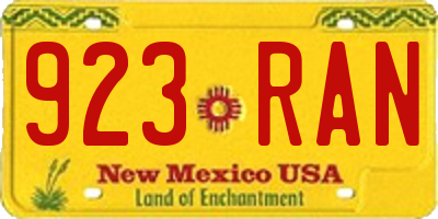 NM license plate 923RAN