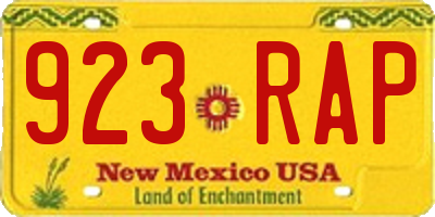 NM license plate 923RAP
