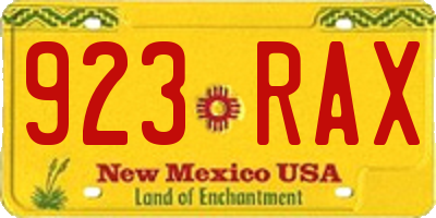 NM license plate 923RAX