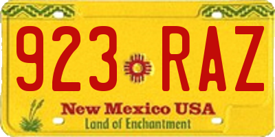 NM license plate 923RAZ