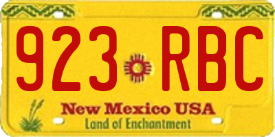 NM license plate 923RBC