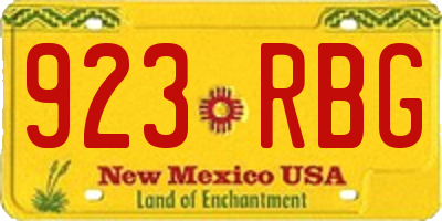 NM license plate 923RBG