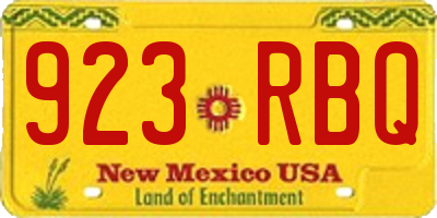 NM license plate 923RBQ
