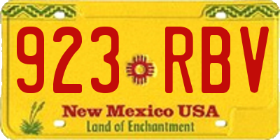 NM license plate 923RBV
