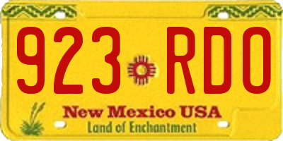 NM license plate 923RDO