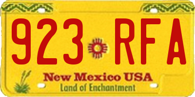 NM license plate 923RFA