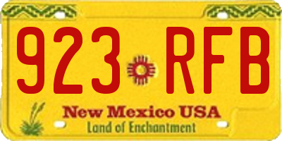 NM license plate 923RFB