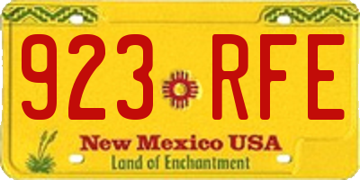 NM license plate 923RFE