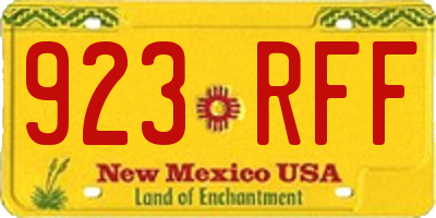 NM license plate 923RFF
