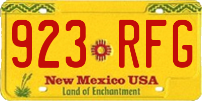 NM license plate 923RFG