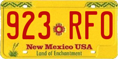 NM license plate 923RFO