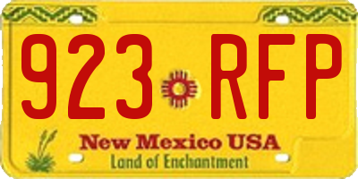 NM license plate 923RFP