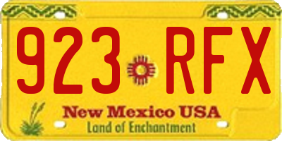 NM license plate 923RFX