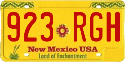 NM license plate 923RGH