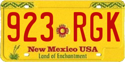 NM license plate 923RGK