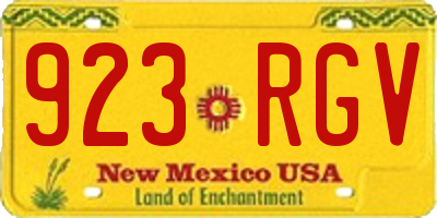 NM license plate 923RGV