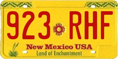 NM license plate 923RHF