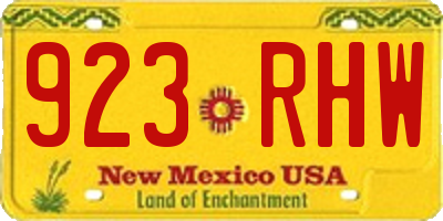 NM license plate 923RHW