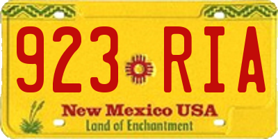 NM license plate 923RIA