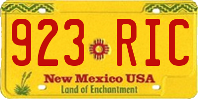 NM license plate 923RIC