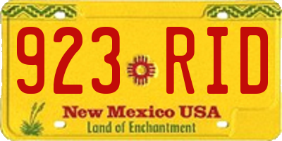 NM license plate 923RID