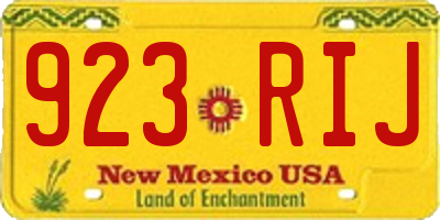NM license plate 923RIJ