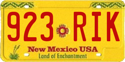 NM license plate 923RIK