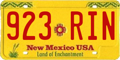 NM license plate 923RIN