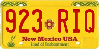 NM license plate 923RIQ