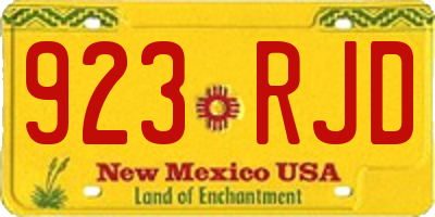 NM license plate 923RJD