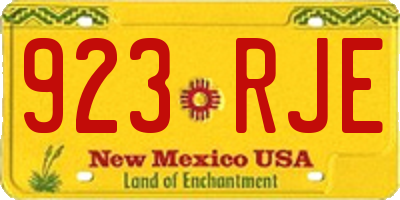 NM license plate 923RJE