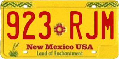 NM license plate 923RJM