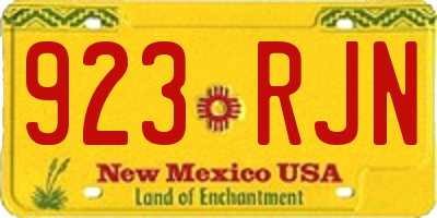 NM license plate 923RJN