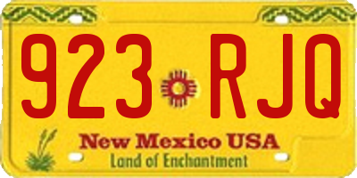 NM license plate 923RJQ