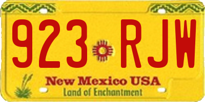 NM license plate 923RJW