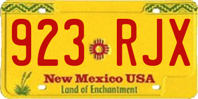 NM license plate 923RJX