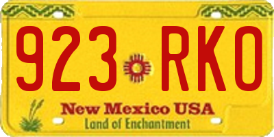 NM license plate 923RKO