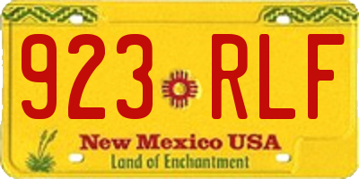 NM license plate 923RLF