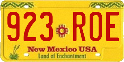 NM license plate 923ROE
