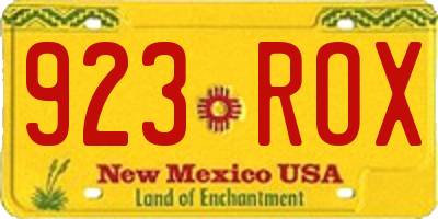NM license plate 923ROX