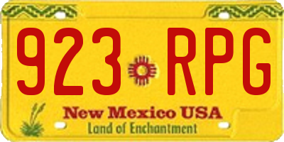 NM license plate 923RPG