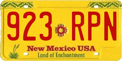 NM license plate 923RPN