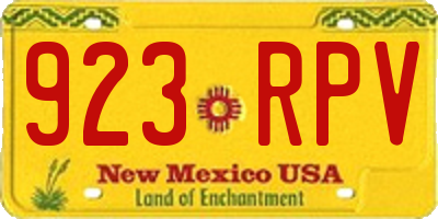 NM license plate 923RPV