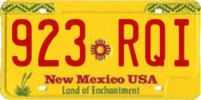 NM license plate 923RQI