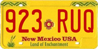 NM license plate 923RUQ
