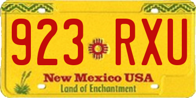 NM license plate 923RXU