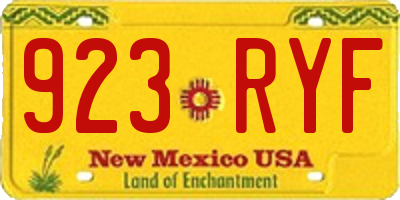 NM license plate 923RYF