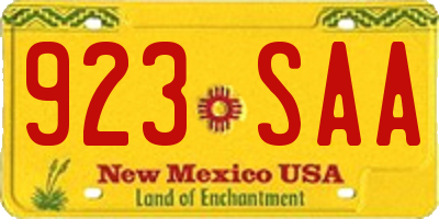 NM license plate 923SAA